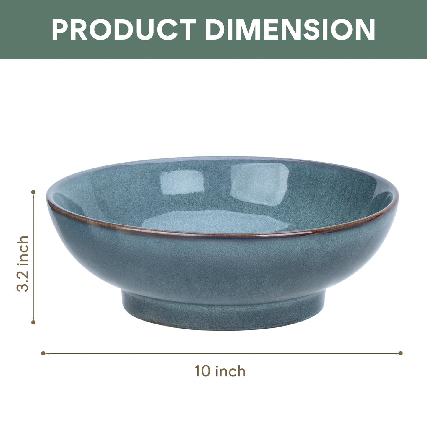 MUUBOOX 10" Decorative Bowl,Ceramic Fruit Bowl for Kitchen Counter,Coffee Table, Dining Room,Table Centerpiece Bowel,Entryway Key Holder & Jewelry Organizer (Ocean Blue)