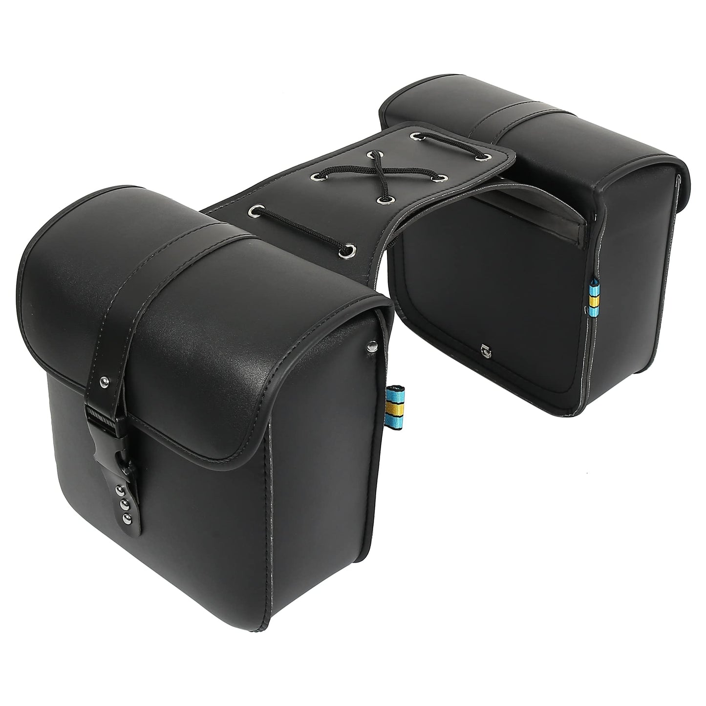 Motoforti Pair Universal Motorcycle Saddlebag Side Tool Bags Cycling Luggage Bag Quick Release Buckles Black 10.24"x4.33"x9.45"