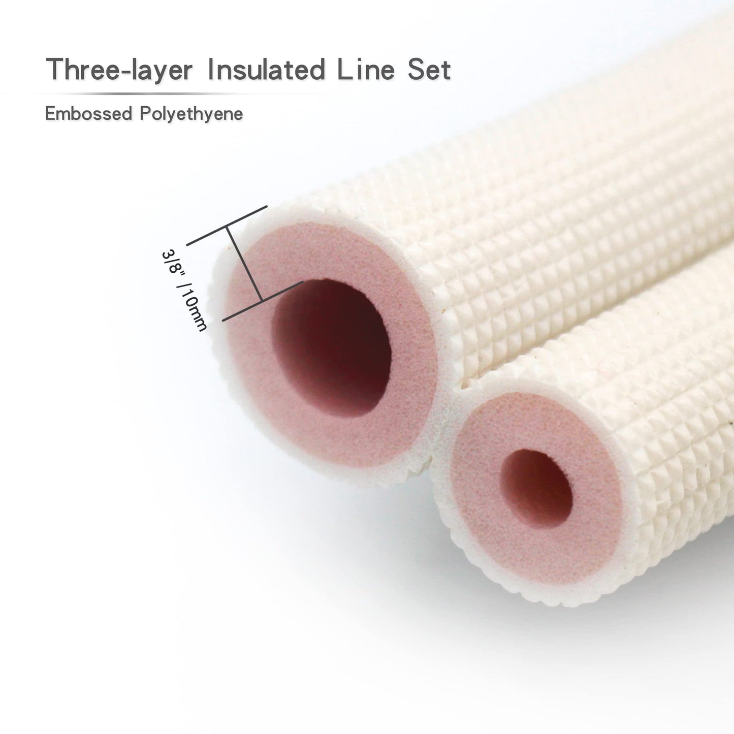 25ft Length Mini Split Line Set,1/4" 1/2" OD Copper Pipes Tubing and 3/8 White PE Thickened Insulated Coil with Flared Nuts for Mini Split Air Conditioner HVAC or Heat Pump System. (25Ft(1/4+1/2))