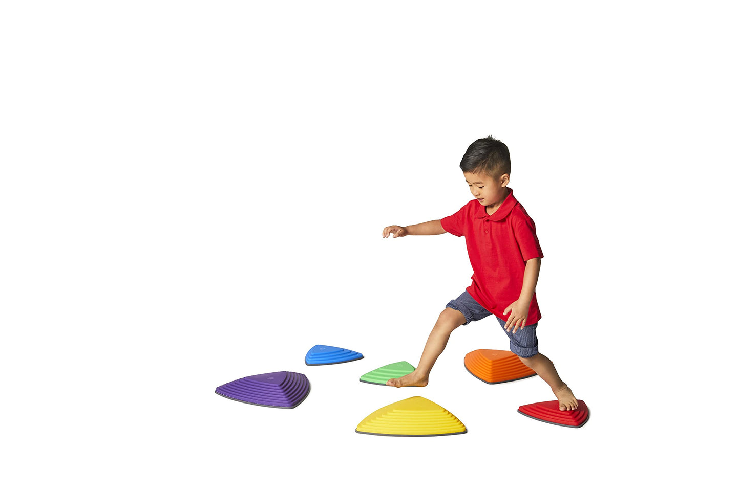 GONGE River Stones - The Original Kids Play Stepping Stones for Balance and Coordination, Non-Slip bottom, Stackable, for Indoor and Outdoor, Set of 6 - Vibrant