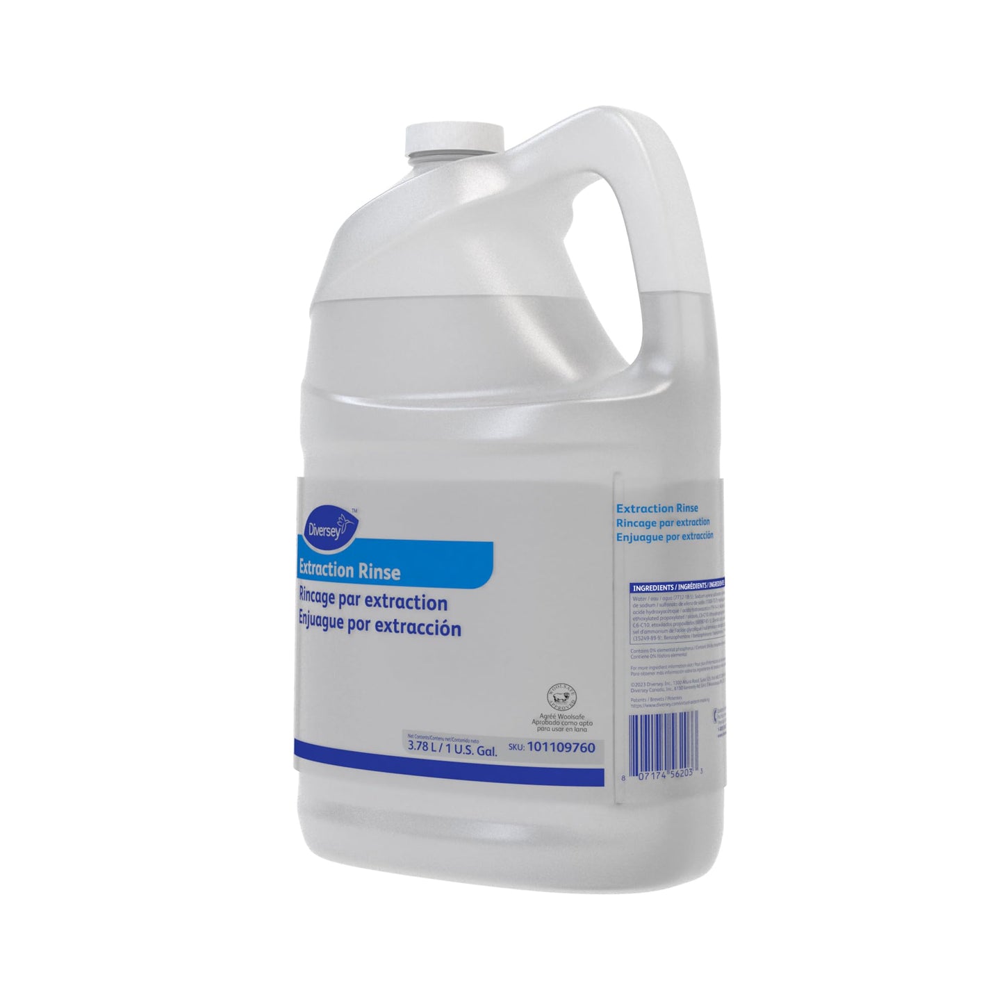 Diversey 101109760 Extraction Rinse for Carpet Extraction Machines, Carpet Cleaning Rinse Aid for Synthetic and Wool Carpets, Concentrated Liquid, Fruity Fresh Scent, 1 Gallon