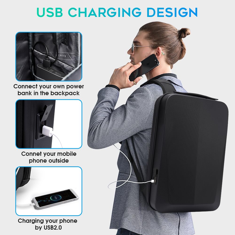 BANGE Laptop Anti-theft backpack Hard Shell Expandable Commute backpack can Hold 15.6 inch laptop for men and women