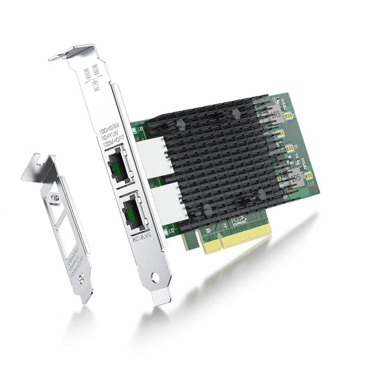 10Gb NIC Dual RJ45 Port PCIe Network Card with Intel X540-AT2 Controller, 10G Ethernet Converged Network LAN Adapter, Support Windows/Linux/Vmware/ESX/Freebsd Server, Compare to Intel X540-T2