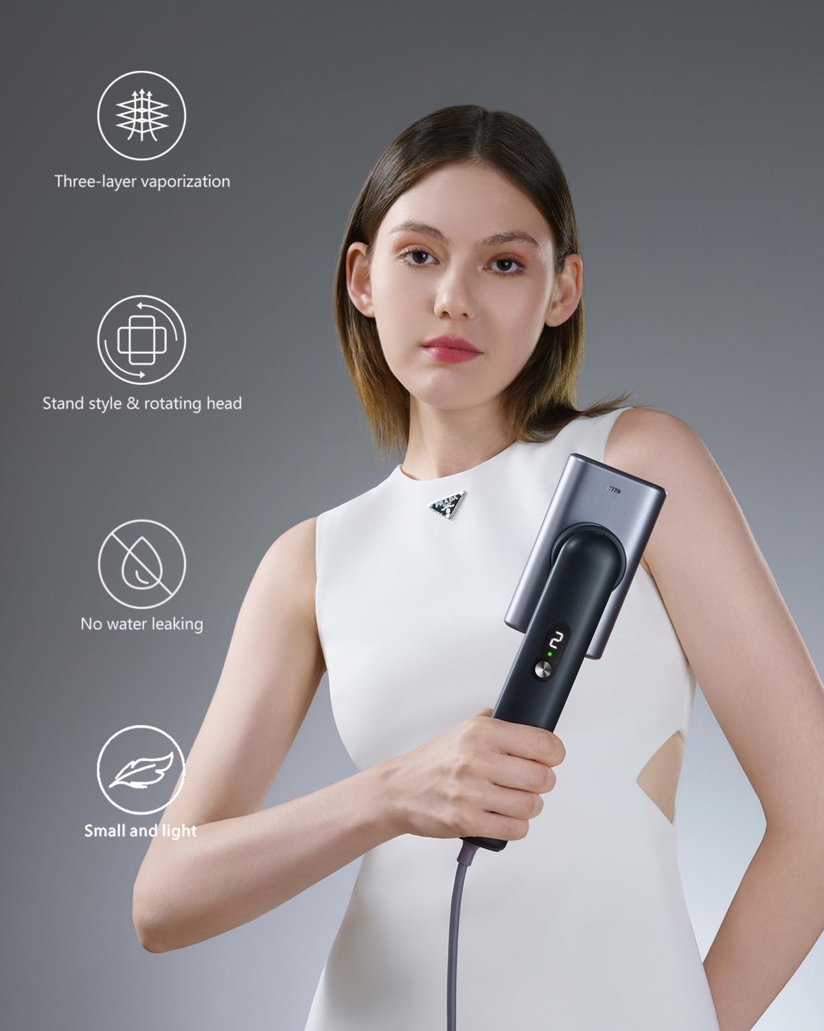G9 Pro Smart Handheld Steamer for Clothes, Palm-Sized & Lightweight (1lb), Dual Steam Modes, Easy Wrinkle Remover, Auto Shut-Off, Travel & Home Double Use (Metal)