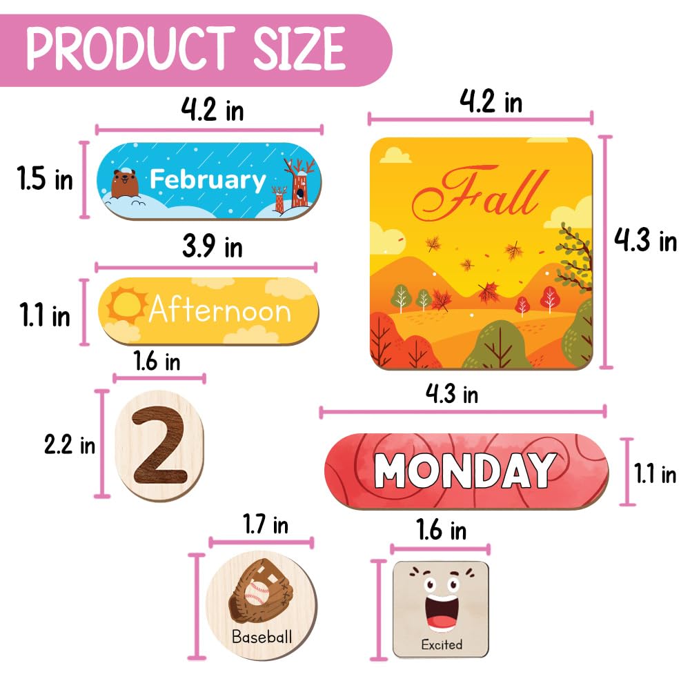 Wooden Daily Routine Chart, Kid Calendar, Routine Chart for Toddlers, Morning Bedtime Routine Chart for Toddlers (06)