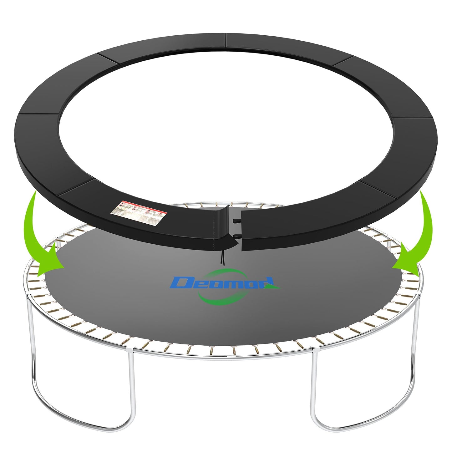 Deomod Trampoline Pad, 10FT 12FT 14FT Trampoline Replacement Safety Pad, Universal Trampoline Pads, Spring Cover, Waterproof, Tear Resistant, Round Arch Trampoline Parts for Kids (Black, 12FT)