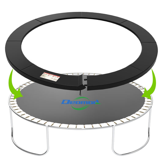 Deomod Trampoline Pad, 10FT 12FT 14FT Trampoline Replacement Safety Pad, Universal Trampoline Pads, Spring Cover, Waterproof, Tear Resistant, Round Arch Trampoline Parts for Kids (Black, 12FT)