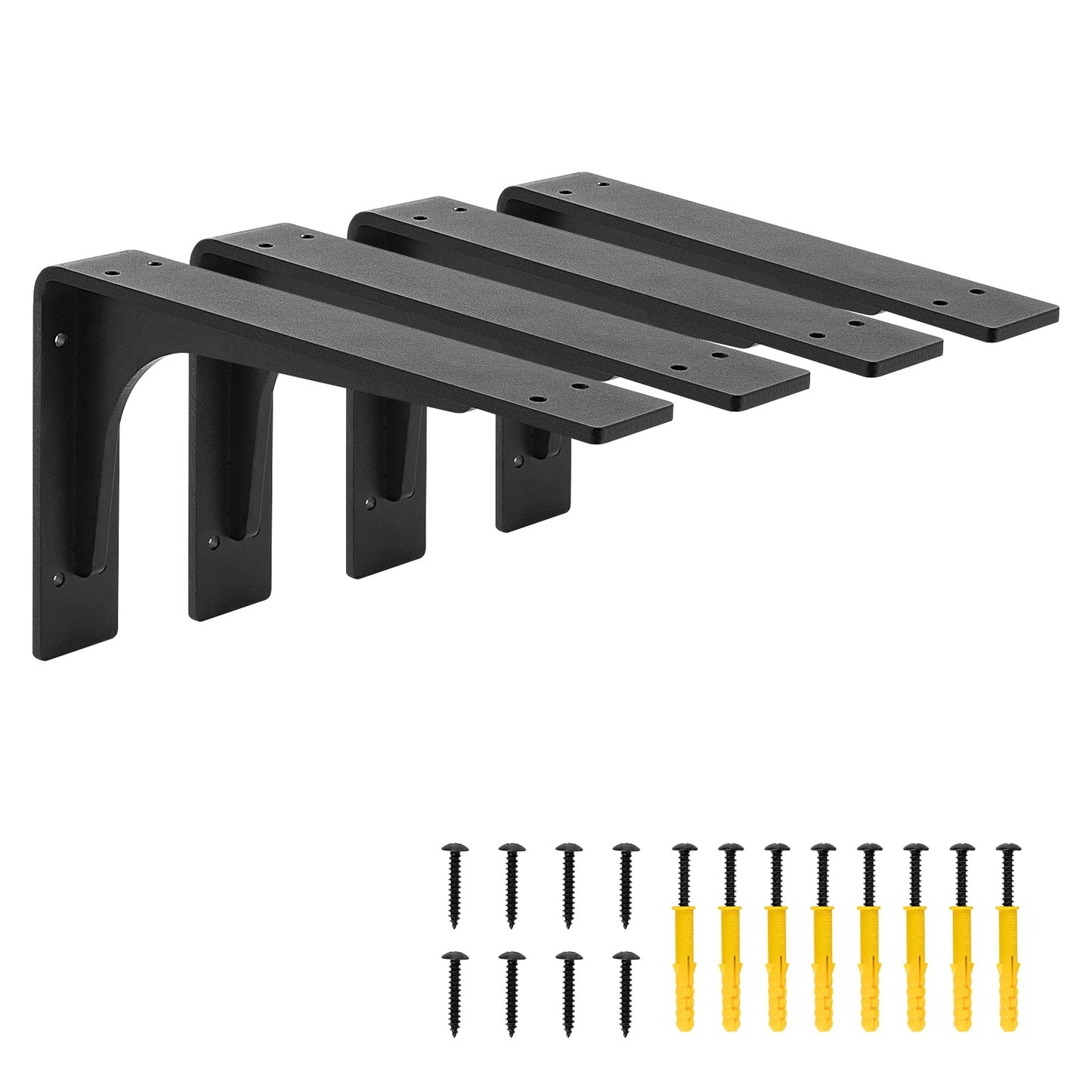 PICESA 10"x 6"Shelf Brackets,L Shelf Brackets,max Load 300lbs, Vertical Angle, Premium Alloy Metal Heavy Duty Shelf Bracket, high Strength Mounting Hardware Included, Corner Brace Joint,Pack of 4.