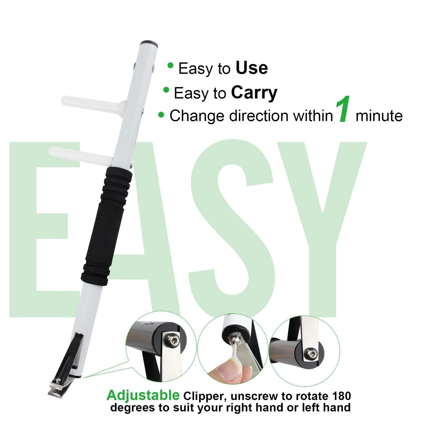 Long Handled Toenail Clippers Wide Jaw Opening, Free Bending, for Thick Nails, for The Seniors, Overweight, Disabled with Arthritis, Easy Reach Pedicure Auxiliary Tools (XS-Length 15.8 inch)