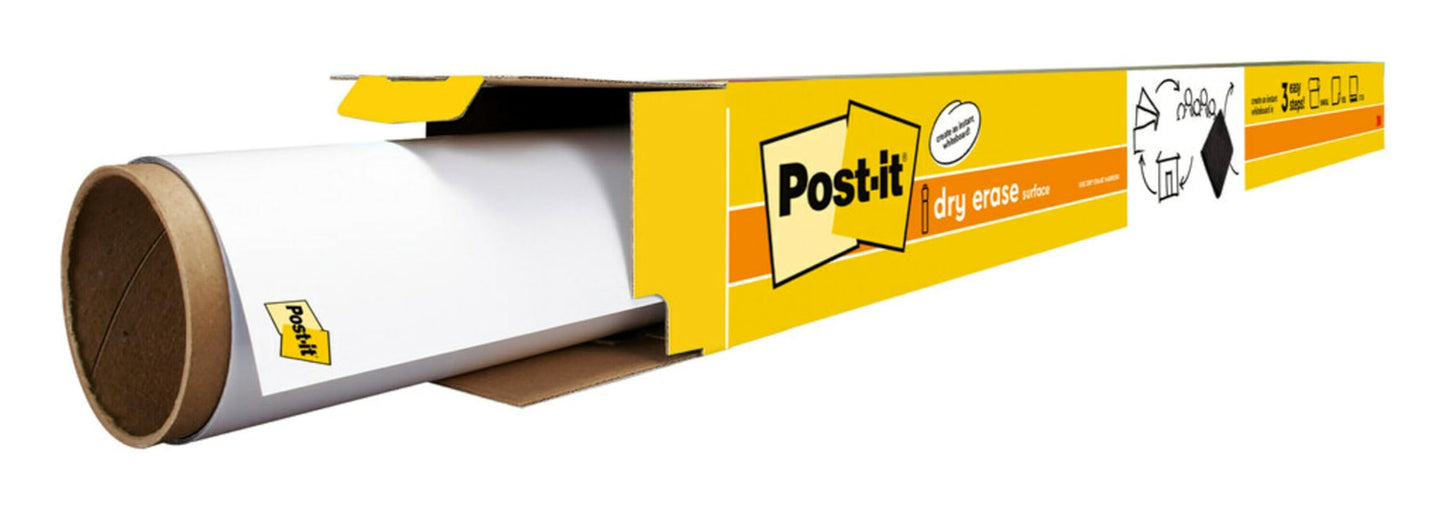 Post-it Dry Erase Whiteboard Film Surface for Walls, Doors, Tables, Chalkboards, Whiteboards, and More, Removable, Stain-Proof, Easy Installation, 4 x 3 ft Roll (DEF4x3)