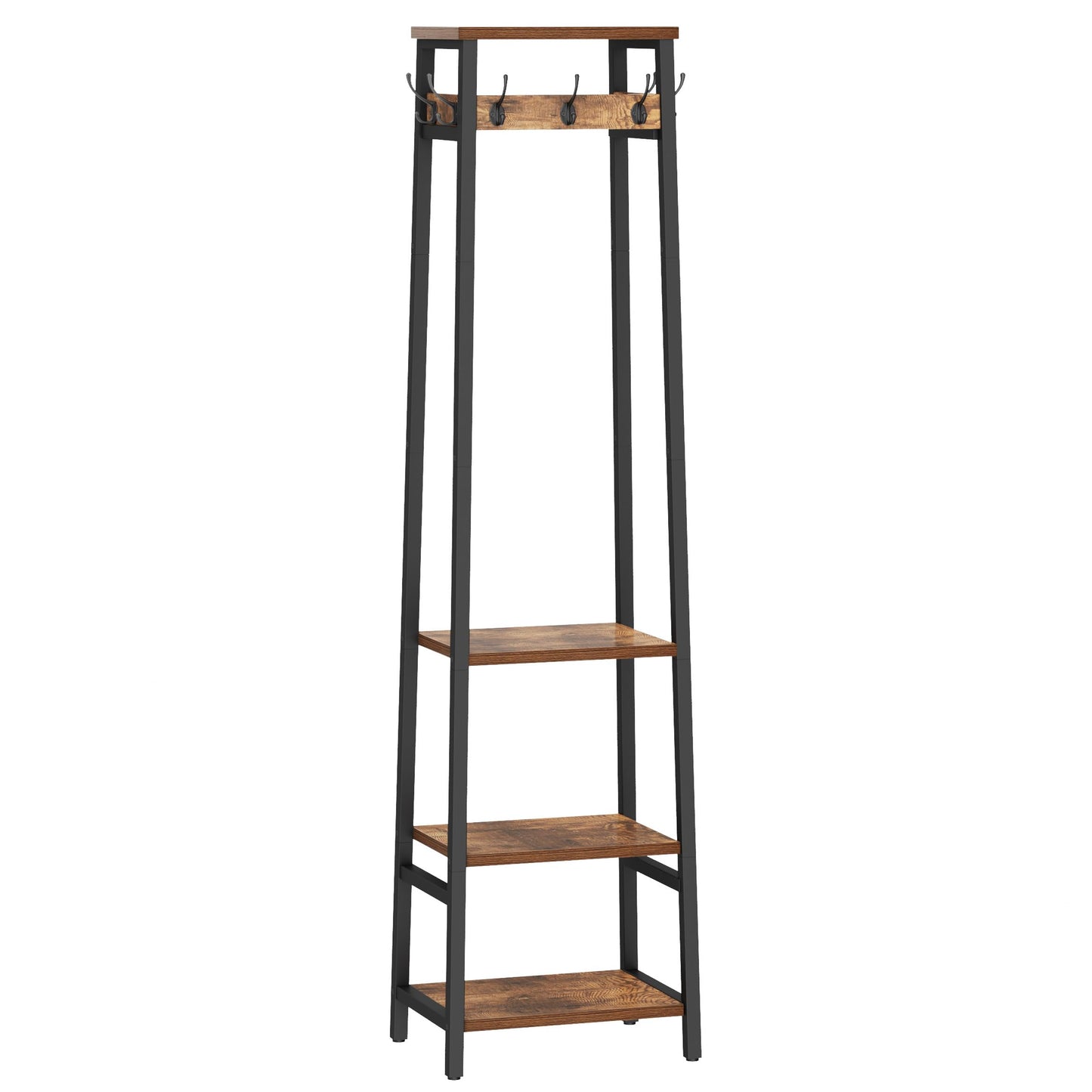 Cerlyunzan Coat Rack Freestanding, Coat Stand with 3 Shelves and 7 Hooks, Hall Tree Free Standing, Clothes Rack Stand Organizer, Industrial Style, Rustic Brown and Black