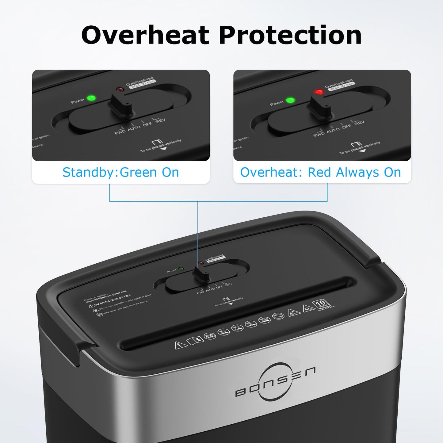 Bonsen 10-Sheet Cross Cut Paper Shredder for Home Office, P-4, Portable Handle, 4 Gallons Bin, Paper and Credit Card Shredder, Black (S3201 New Version)