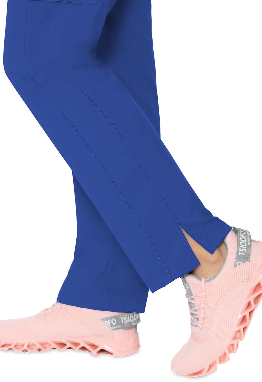Med Couture Scrub Pants for Women, Jersey Waist Yoga Bottoms, 6 Pockets with Mid Rise Drawstring Waistband MC7725, S, Royal