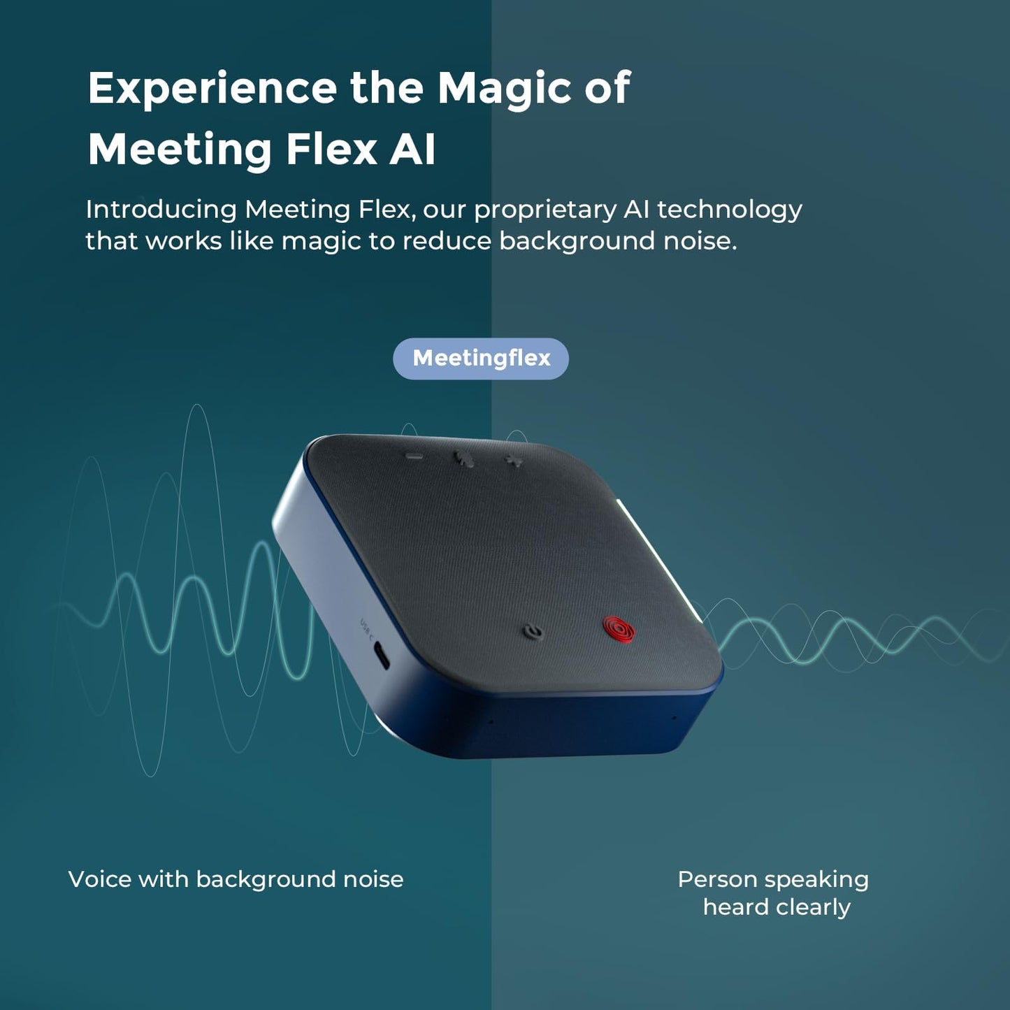 COOLPO Conference Speaker and Microphone Bluetooth Speakerphone with 4 Mics,USB C,360°Voice Pickup & Dual Noise Cancelling Conference Room Microphone for Work/Teams/Zoom/Home Office