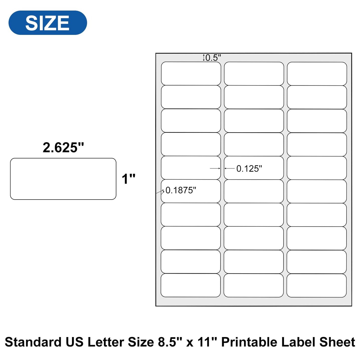 [500 Sheets] 1” X 2-5/8” Printable Address Labels 15000 Mailing Label for Envelopes 30-up Labels White, 5160 8160 Label Sheet for Laser Inkjet Printer