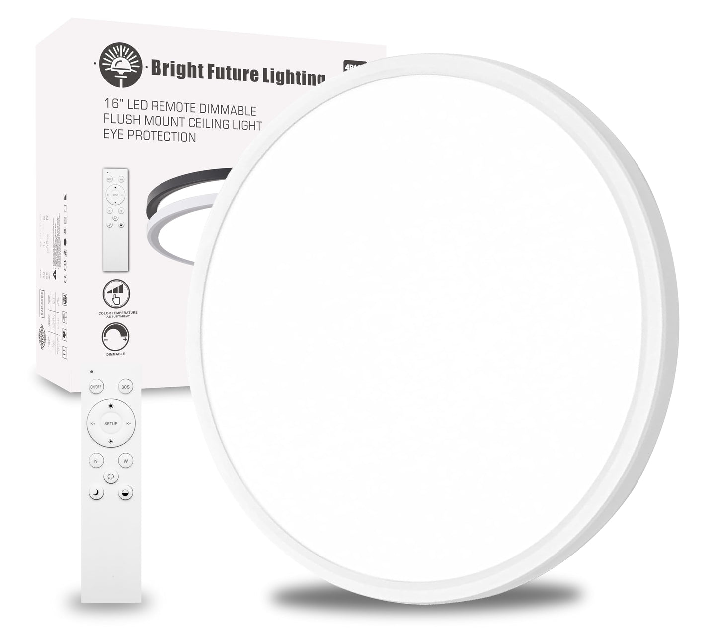 1Pack 20 Inch Remote Control Dimmable Large LED Flush Mount Ceiling Light Panel,40W 4350LM,2700K-6000K Adjustable Color,Ultra Thin Round White Ceiling Light Fixture for Hallway Kitchen Home Office