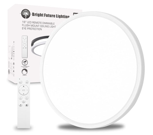 1Pack 20 Inch Remote Control Dimmable Large LED Flush Mount Ceiling Light Panel,40W 4350LM,2700K-6000K Adjustable Color,Ultra Thin Round White Ceiling Light Fixture for Hallway Kitchen Home Office