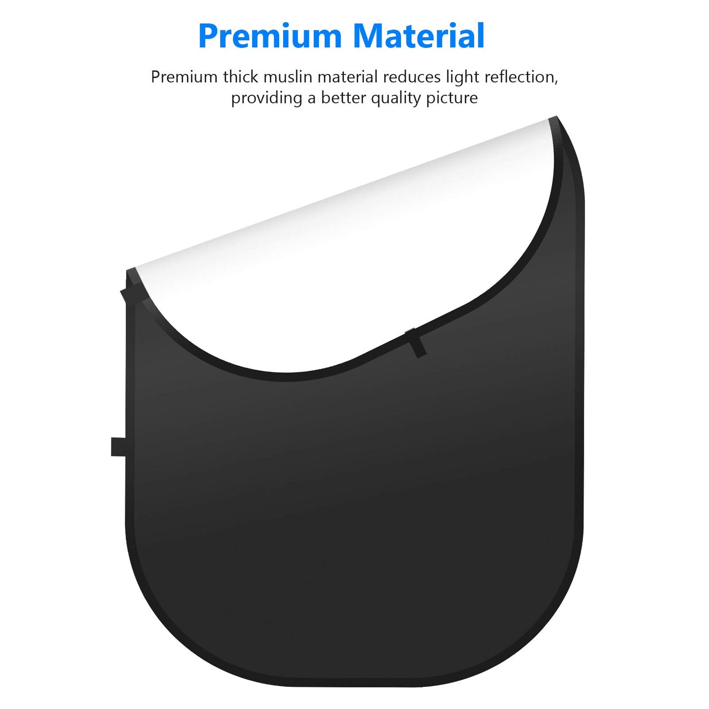 NEEWER Chromakey Backdrops, Double Sided Black Screen and White Screen, 2 in 1 Collapsible and Reversible Background for Photography, Gaming and Live Streaming, 5'×6.6'/1.5m×2m (Black/White)