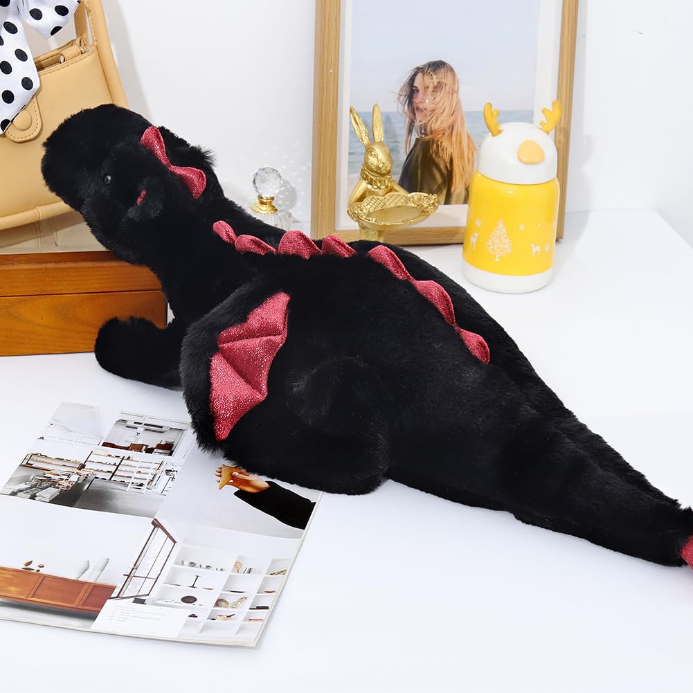 Weighted Stuffed Animals 35.4" 5Lbs, Soft and Sturdy Weighted Dragon Plush for Kids and Adults, Medium Black Dragon Stuffed Animal