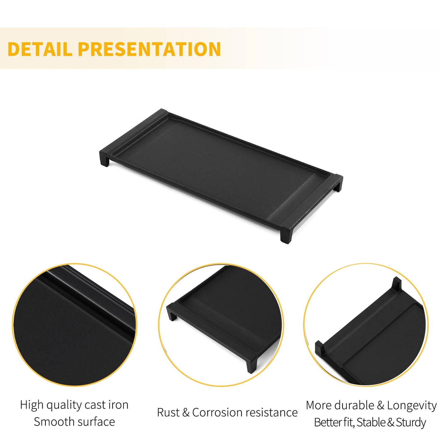 Allstare WB31X24738 Cast Iron Griddle Replacement Parts for GE Gas Stove Parts WB31X49806 Center Griddle Plate Adora 19.5" x 9" General Electric Gas Range Stove Top Griddle GE Cooktop Flat Top Pan