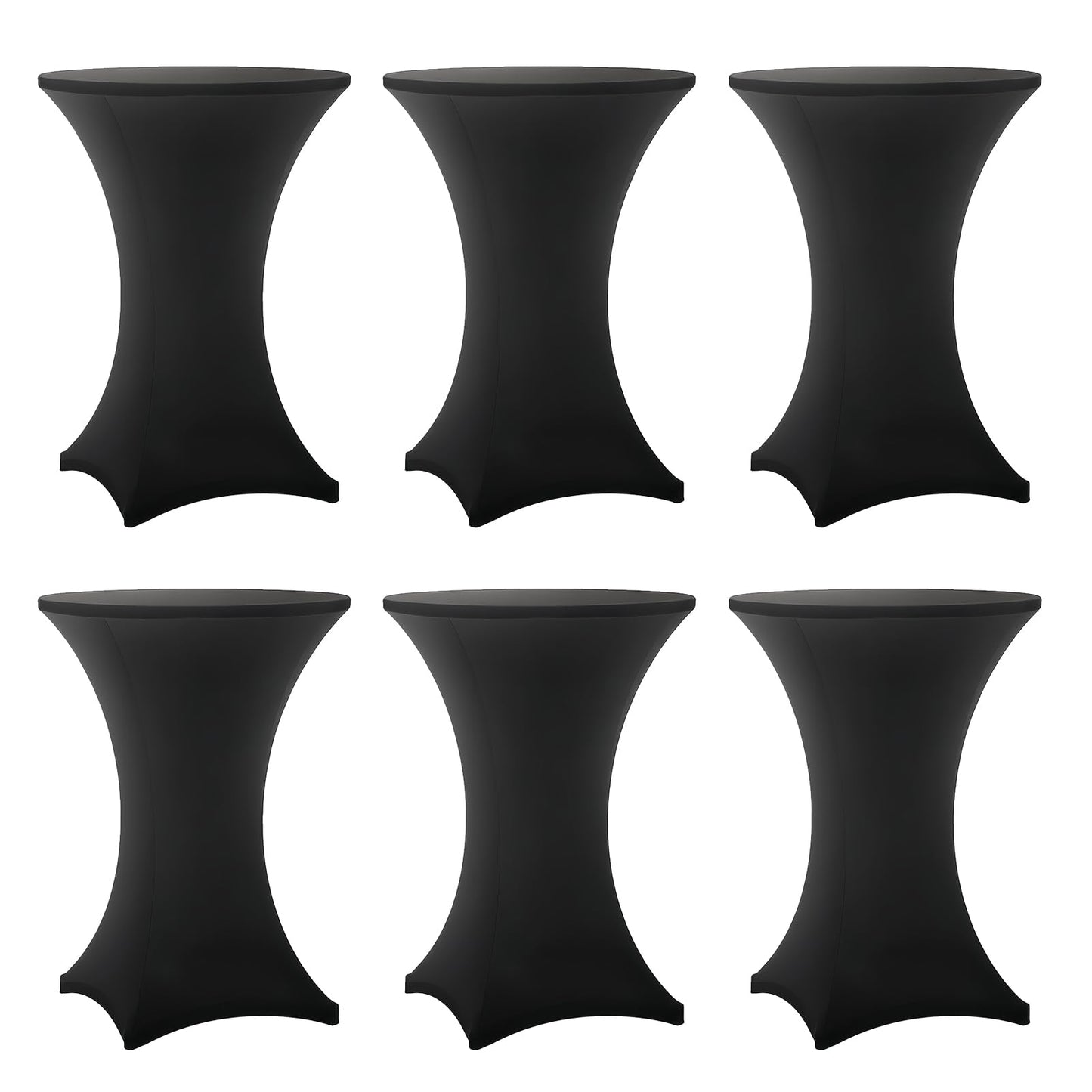 Lemict Cocktail Table Covers - 6 Pack 32x43 Inch Table Cloth - Black Fitted Stretch Spandex Round High Top Tablecloth for Party, Bar, Birthday, Pub, Banquet
