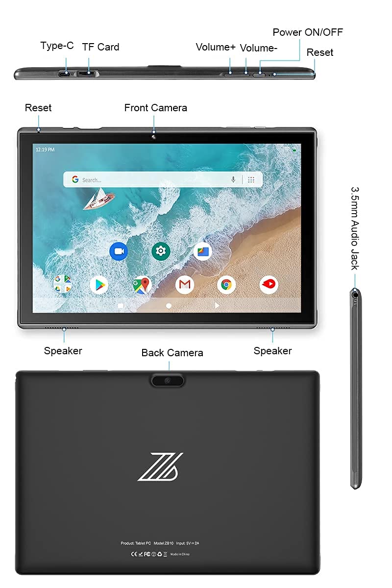 10 inch Tablet Android 15 Tablet PC, 10.1" Android Tablets DDR4 8GB RAM(5GB Expand) 32GB ROM 2MP+8MP Dual Camera 5G WiFi-6 BT Support 1TB Expand 10 IN IPS 6000mAh Battery Powerful Performance Tablets