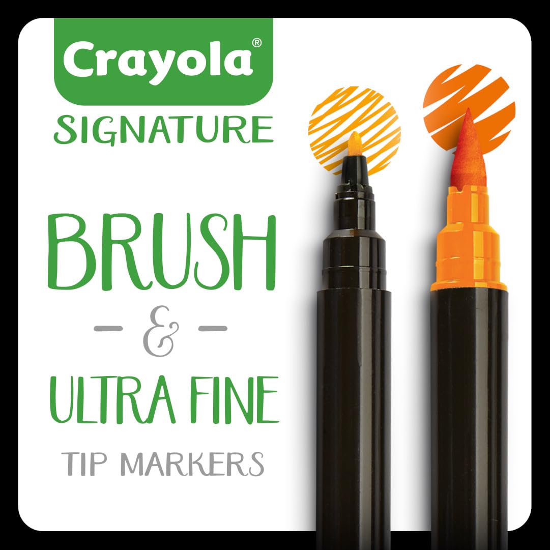 Crayola Brush & Detail Dual Tip Markers, Calligraphy Set, Gift