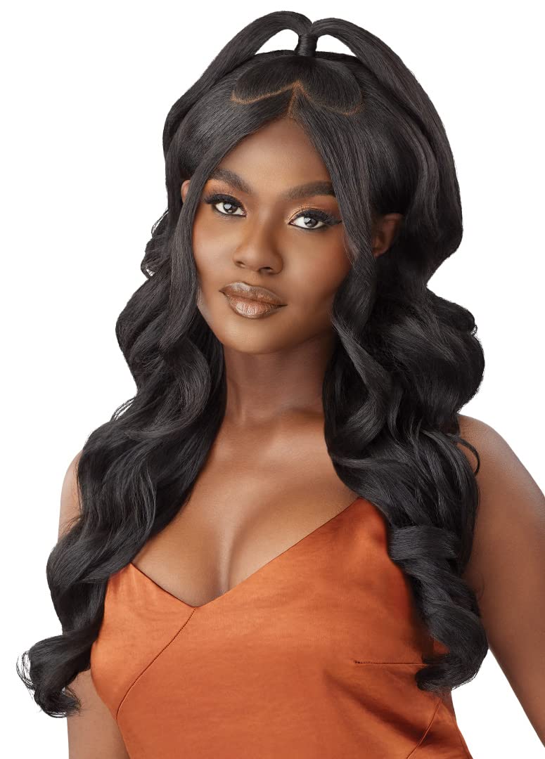 Outre - 5x5 Lace Closure Wig - Human Hair Blend - Body Curl 24" (OFF BLACK 1B)