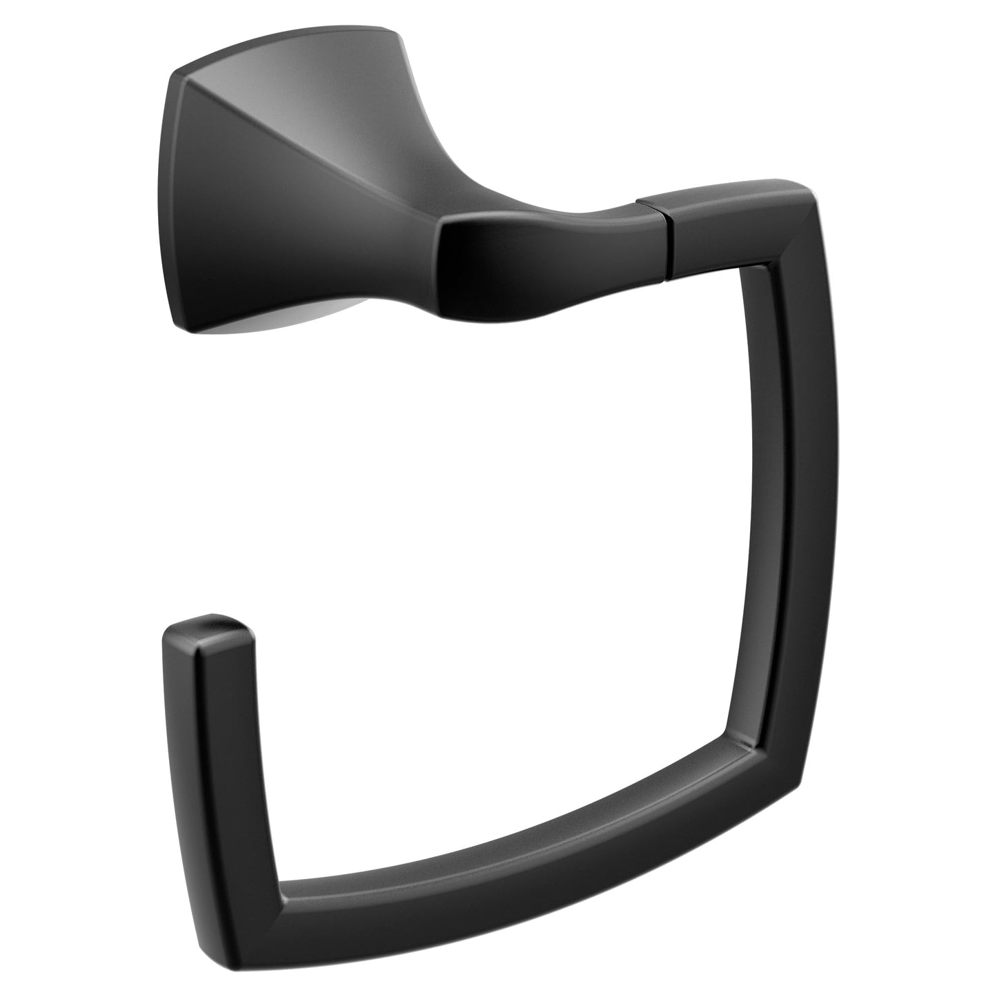 Moen Voss Matte Black Modern Square Wall Mount Bathroom Hand Towel Ring, YB5186BL