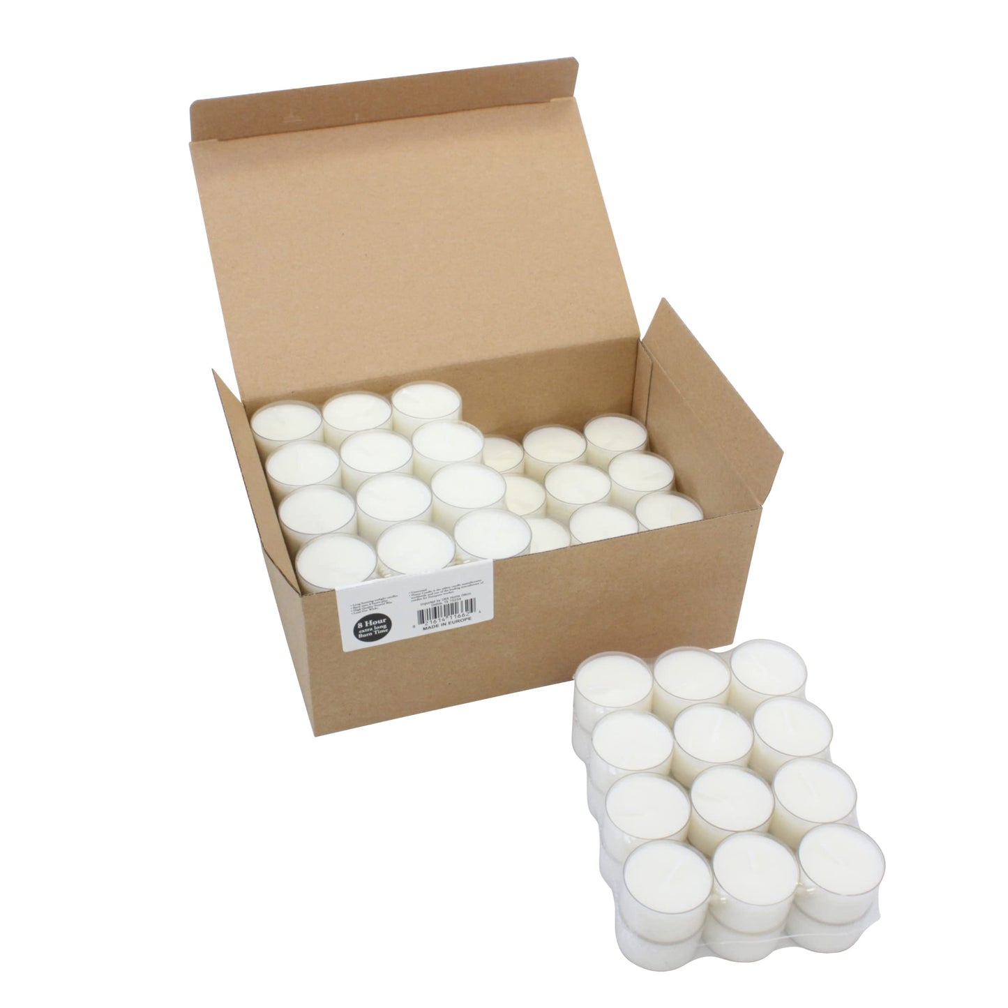 Stonebriar Bulk 192 Pack Unscented Smokeless Long Burning Clear Cup Tea Light Candles with 8 Hour Extended Burn Time