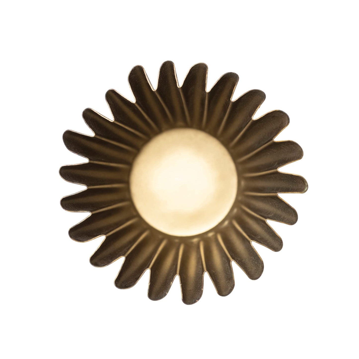 Creative Co-Op Fluted Metal Vase with Distressed Finish, Antique Brass