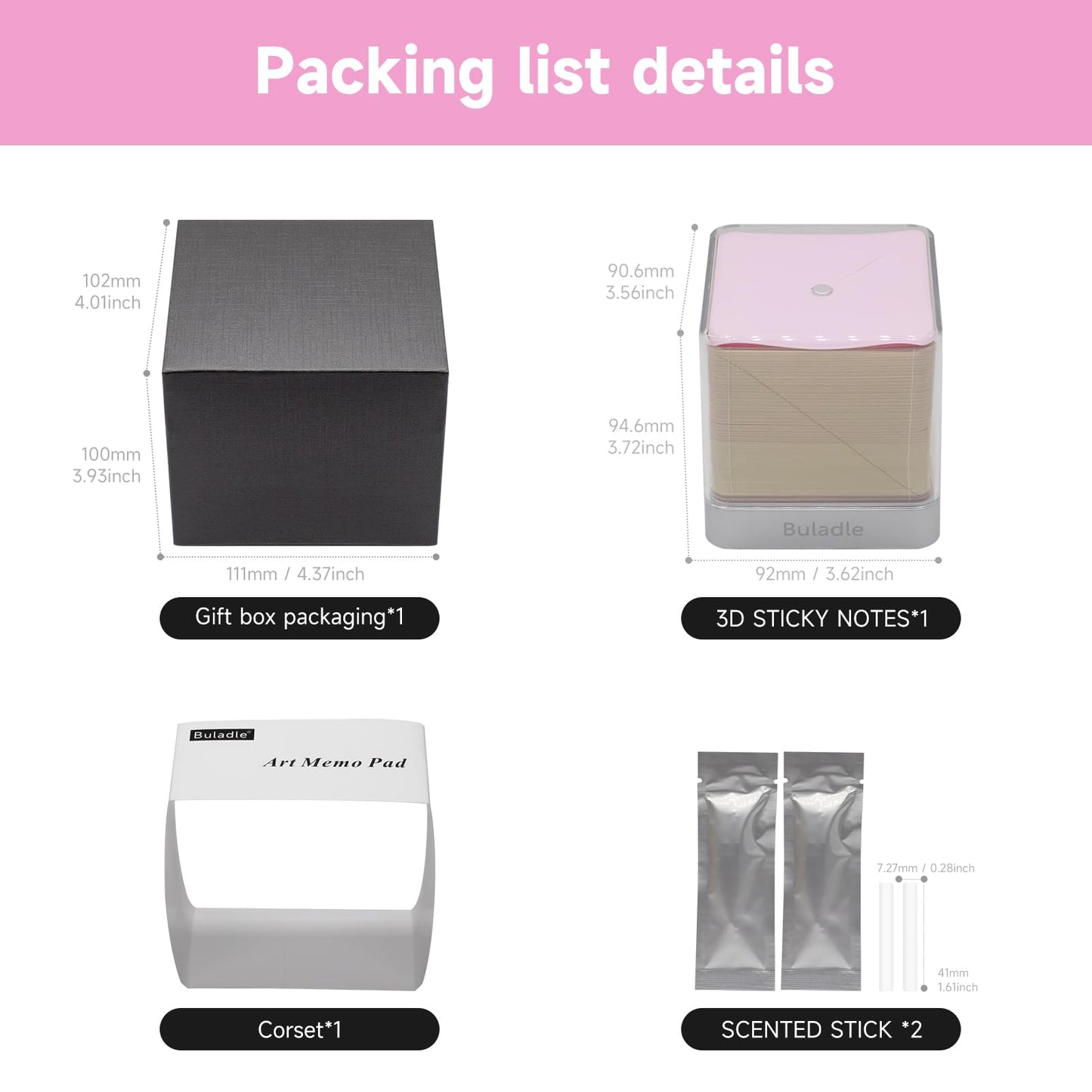 Buladle 3D Tree memo Pads Paper Desk Calendar with Light,DIY Creative Gifts,Non-Sticky Note Pad Cubes Note Cards Stickers Post Notes for Office/Home (Pink)