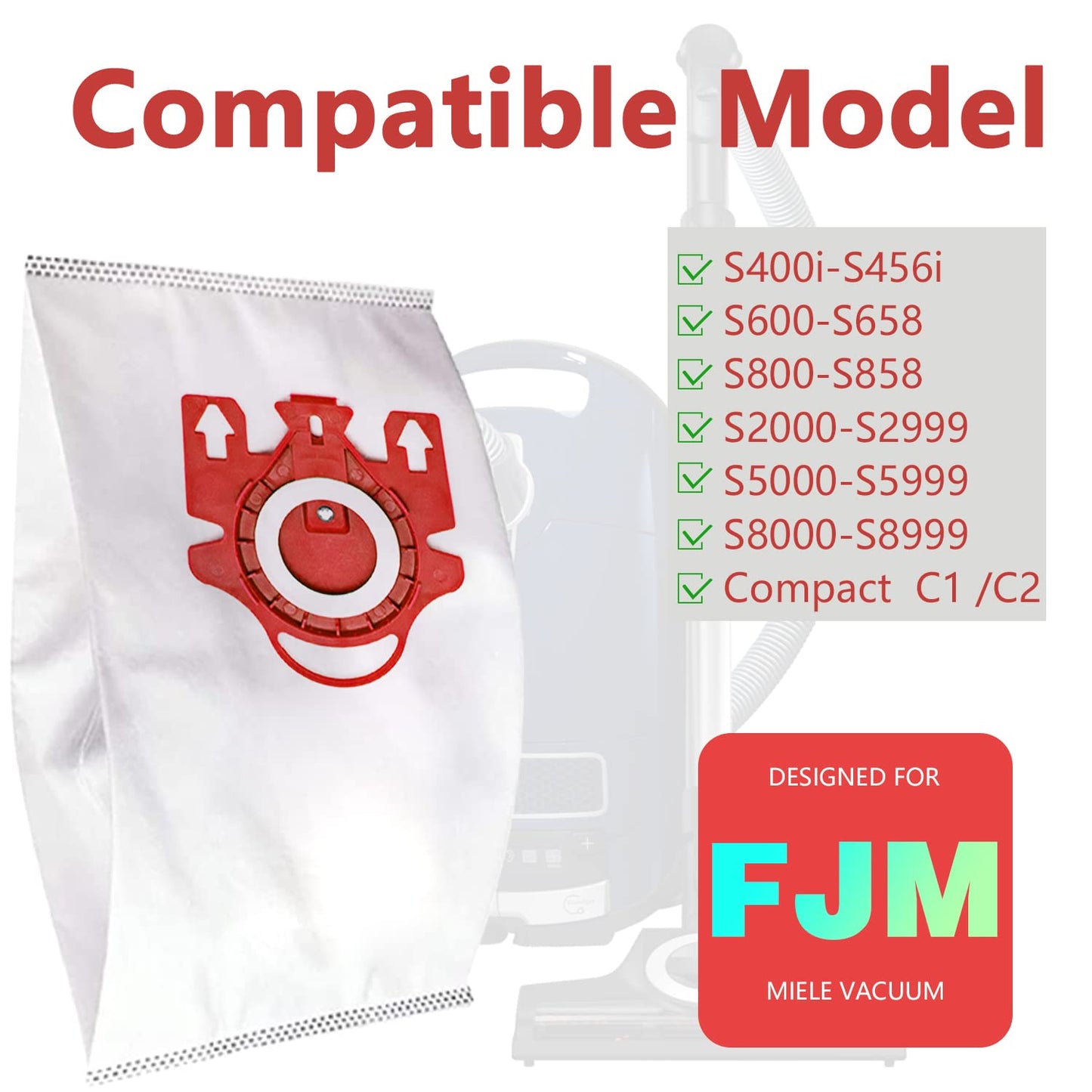 3D Airclean Dust Bags Replacement for Miele FJM Vacuum Compact C2 Compact C1 Complete C1 S241 S290 S300i S500 S700 S4 S6 Series (Pack of 10) with 3 Motor Protection Filters 3 Air.Clean Filters