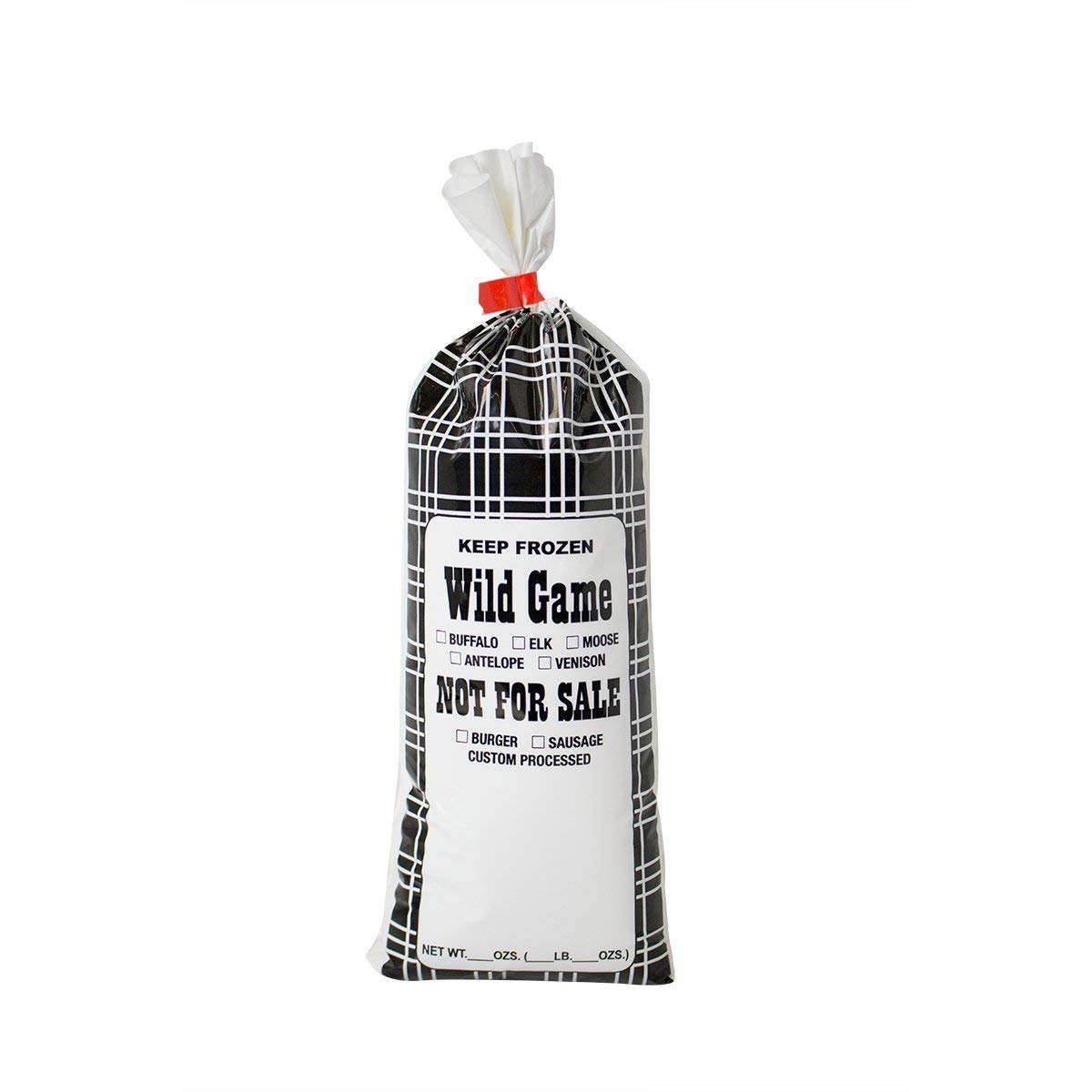 UltraSource Wild Game Freezer Bags/Meat Chub Bag, Printed "Not for Sale" for Ground Meat or Sausage (1lb capacity - 1000 bags, Black Plaid)