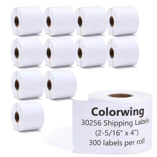 COLORWING a30256 Label Compatible with Dymo 30256 (2-5/16" x 4") LW Large White Shipping Labels 59 mm x 102 mm for Label Writer 450 Twin Turbo and Rollo Printers, 12 Rolls