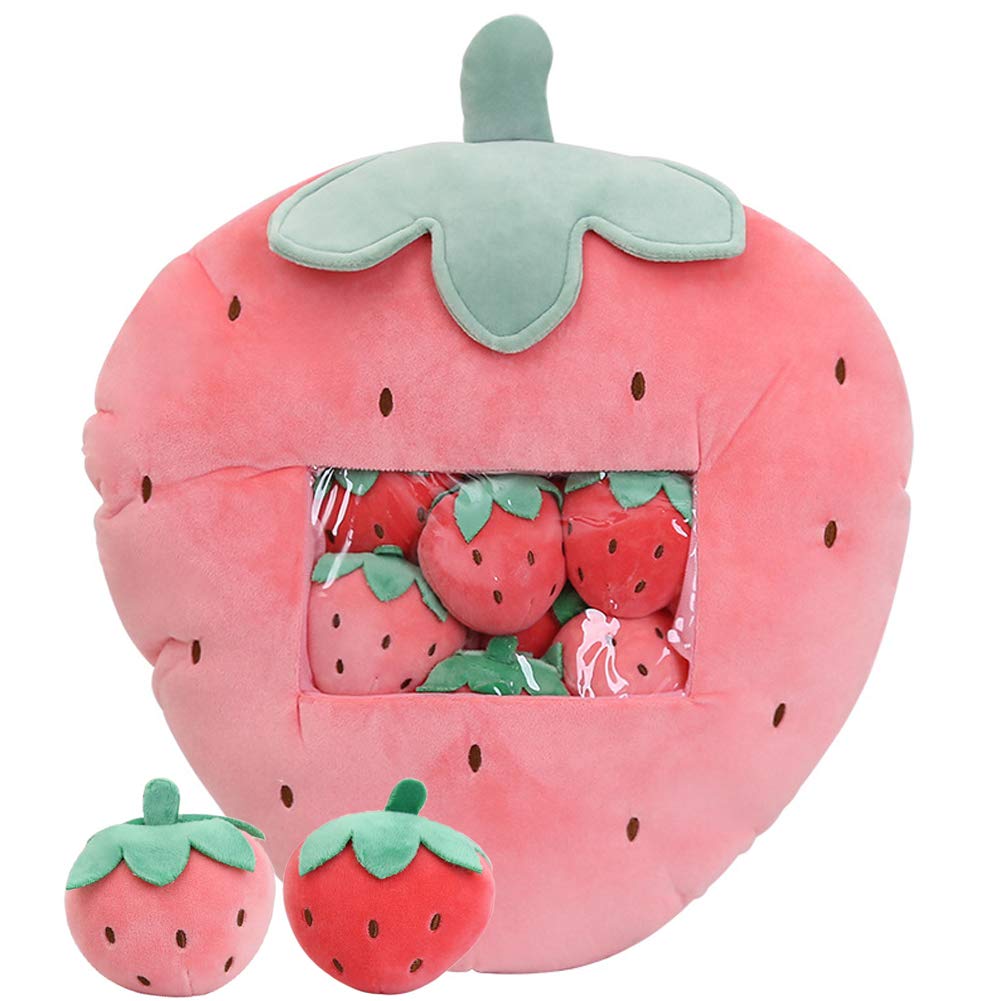 REFAHB Cute Throw Pillow Stuffed Strawberry Toys Removable Fluffy Creative Gifts for Teens Girls Kids