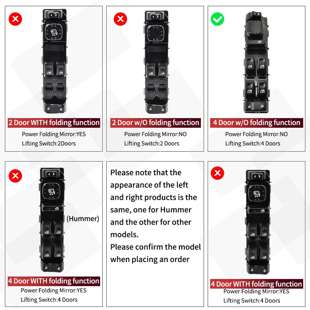 15883323 Front Driver Door Window Control Switch Compatible with 2003-2007 Chevrolet Avalanche Silverado Suburban Tahoe Cadillac Escalade Gmc Sierra, Replace # DWS-220