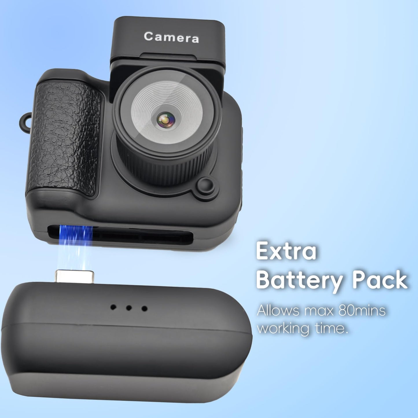 Digital Camera with 1.4 in LCD Screen 1080P 32GB Card Charging Base Monoreflexes Shaped CMOS Compact Portable Video Recorder Easy to Operate (Black)
