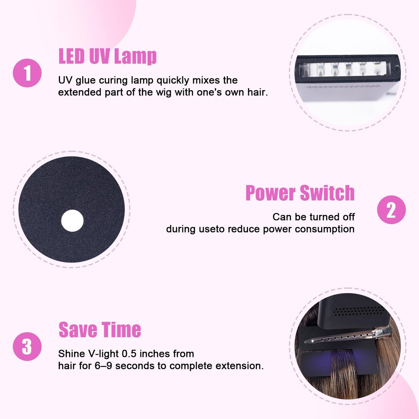 V Light Hair Extensions Kit, V Light Machine*1 v Light Hair Extensions Glue*1 Glue Remover *2 Hair Shield * 2 (Black Machine Set)