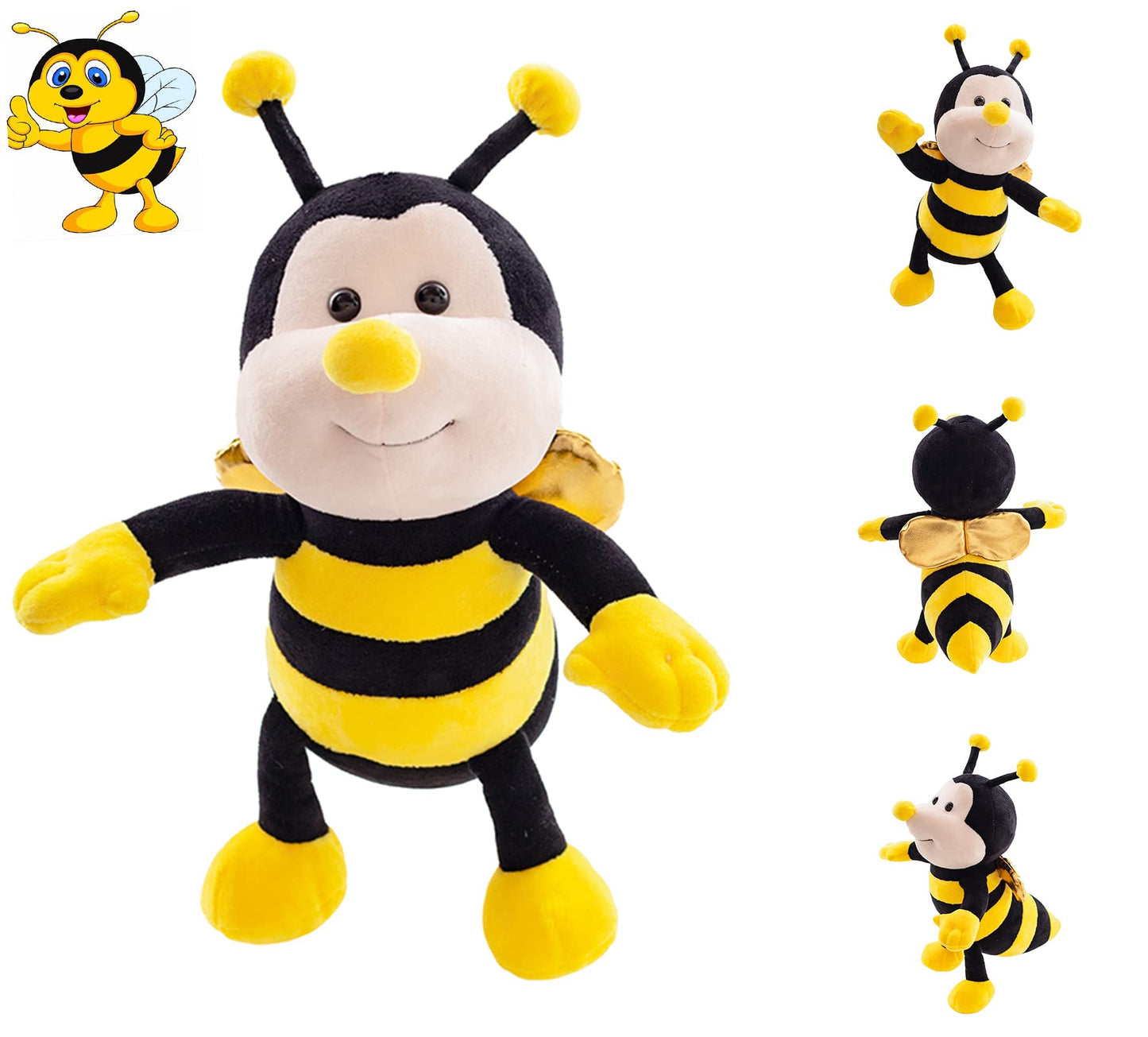 CASAGOOD Cute Bumblebee Stuffed Animals Super Soft Yellow Bee Plush Toys Stuffed Honeybee Plushies Animal with Wings Honey Bee Plush Doll Animal Toy for Kids & Lovers 13 INCH