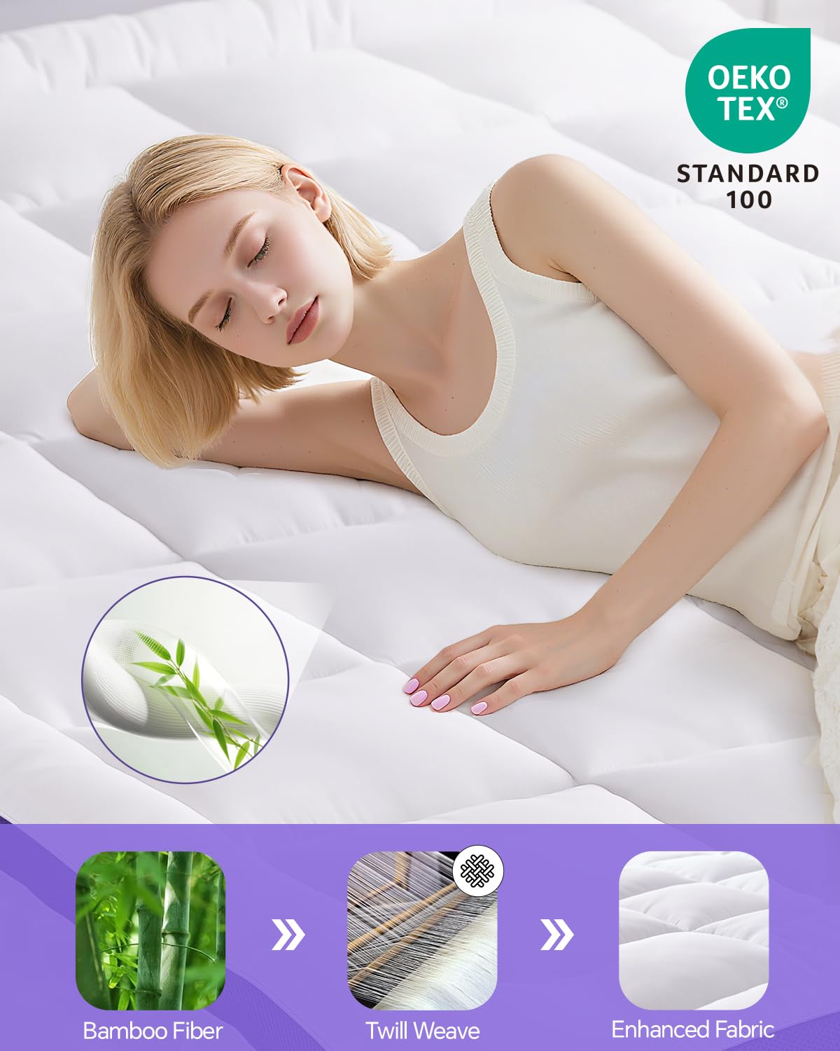 ChiXpace Dual Layer 4 Inch Memory Foam Mattress Topper King - 2 Inch Gel Memory Foam and 2 Inch Pillow Top Mattress Pad, Rayon Made from Bamboo Cover, 7-Zone Egg Crate Mattress Topper