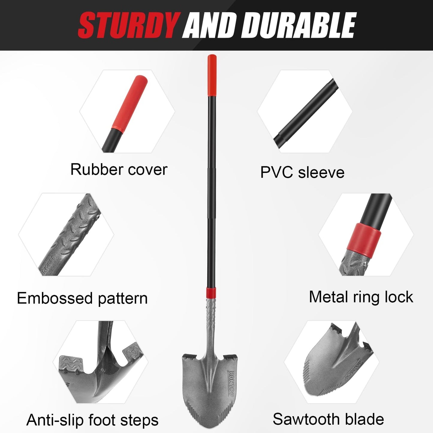 HANTOP Shovel Long Handle Digging Shovel Heavy Duty Shovels for Digging Spade Shovel Lawn and Yard Shovel Garden Tool,58 inches