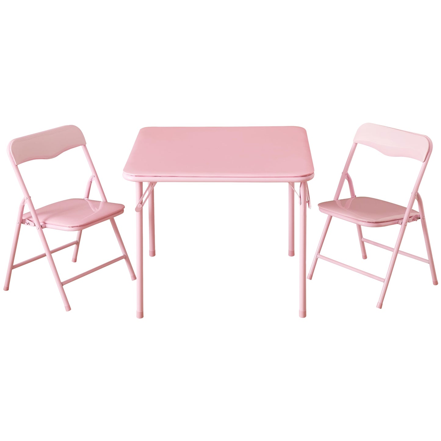Heritage Kids Pink Kids Activity Table and Chair Set,3-Piece Furniture Set with 1 Square Table & 2 Folding Chairs, Playroom Table Set for Ages 3+