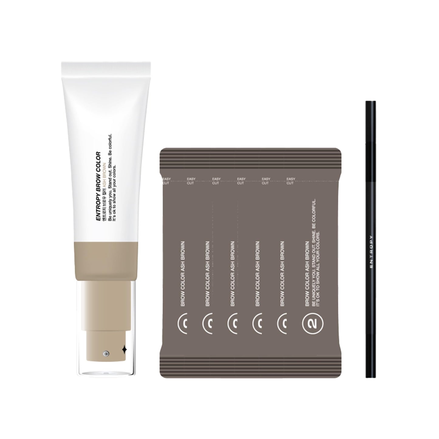 ENTROPY MAKEUP Brow Color #Ash Brown - Long-Lasting Eyebrow Tinting Kit for Natural-Looking Brows, Up to 4 Weeks, Nourishing Aloe Vera & Moringa Extract, 6 Applications, Easy-to-Use