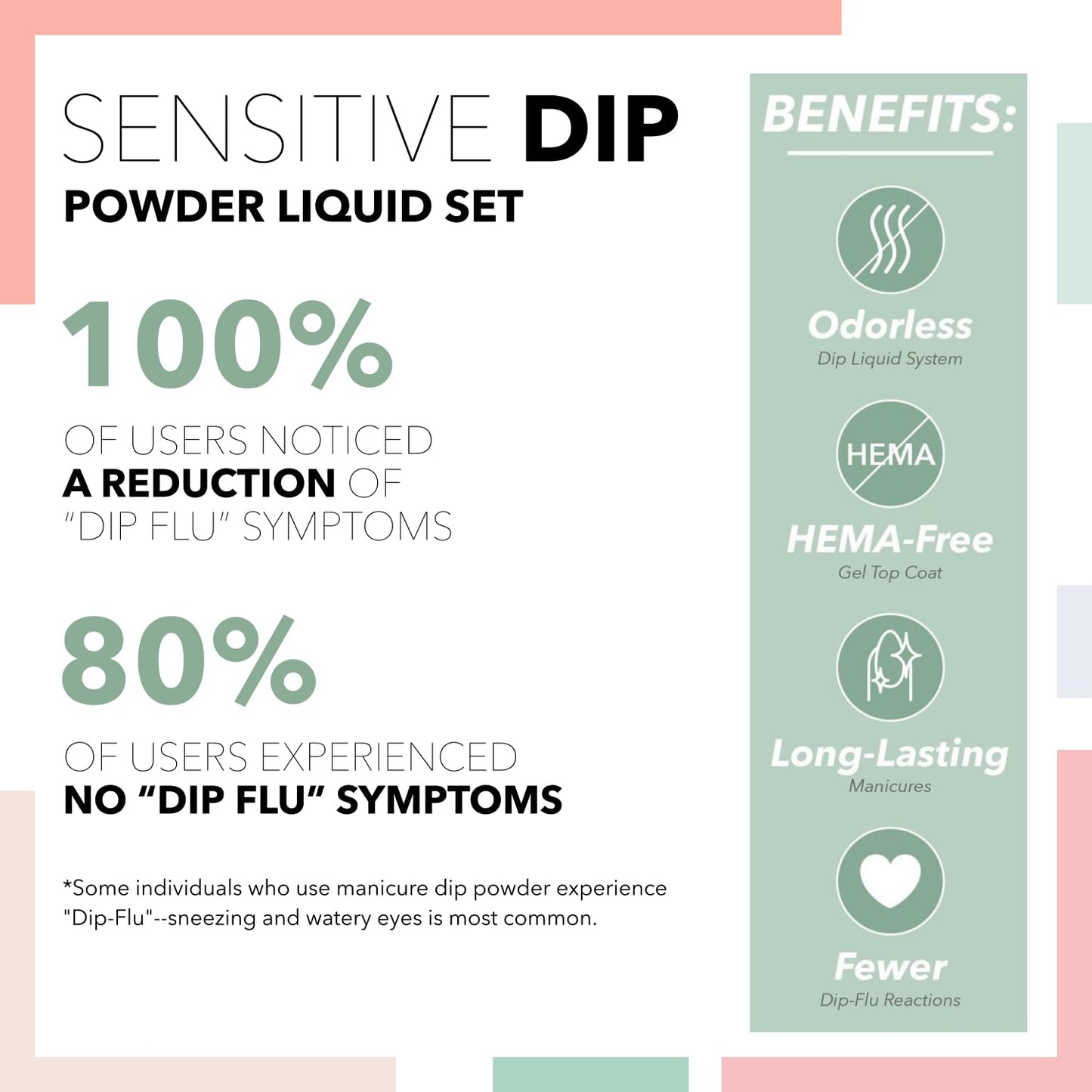 Revel Nail Sensitive Dip Powder Liquid Set - Dip Powder Base Coat, Dip Powder Activator, Gel Top Coat, Hema Free, Suitable for Sensitive Nails