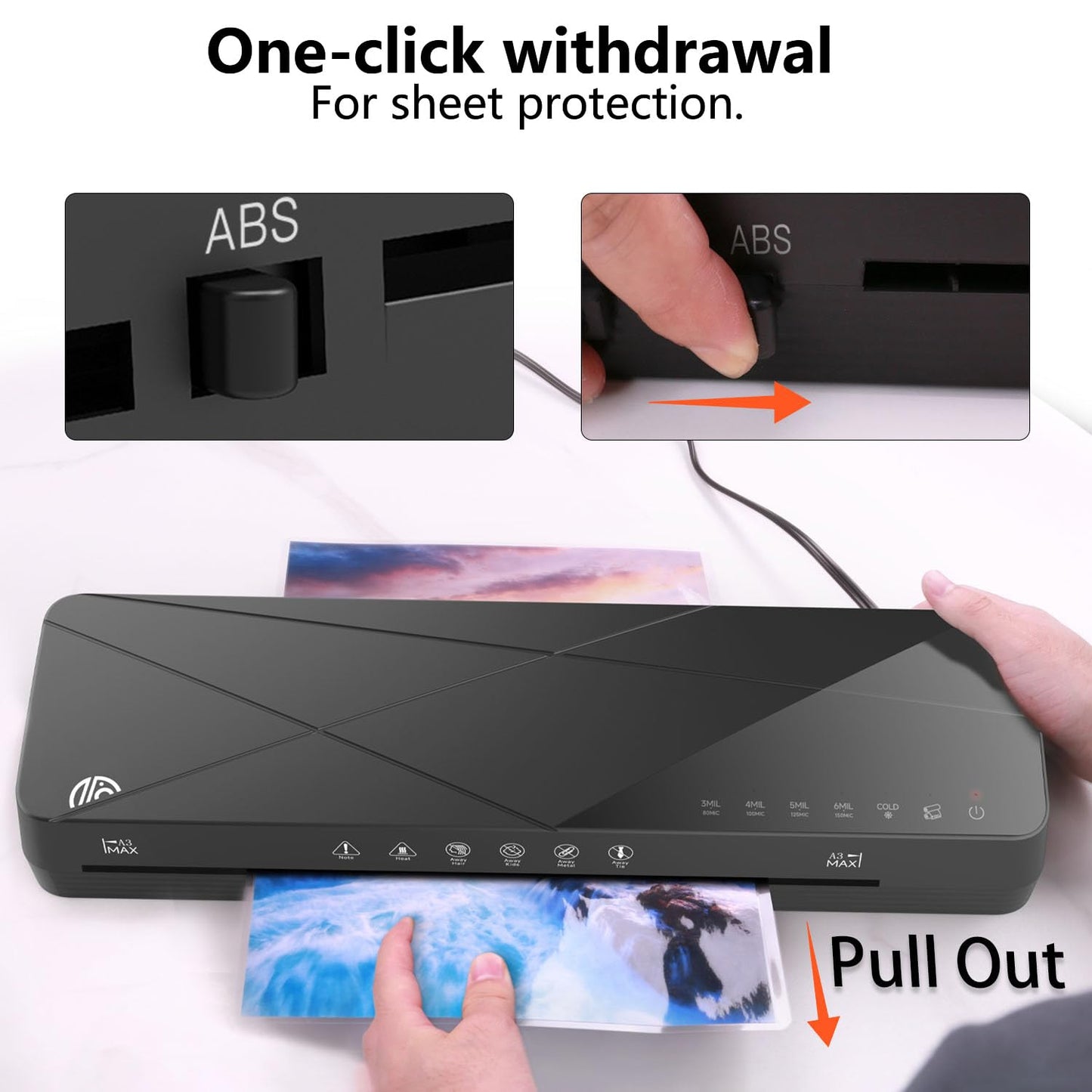 Crenova Laminator Machine 13 inch,Laminator with Touch Screen, 60s Quick Warm Up Auto Off, Hot and Cold Laminator with ABS Jam Free, Laminator for Home Office School, Black