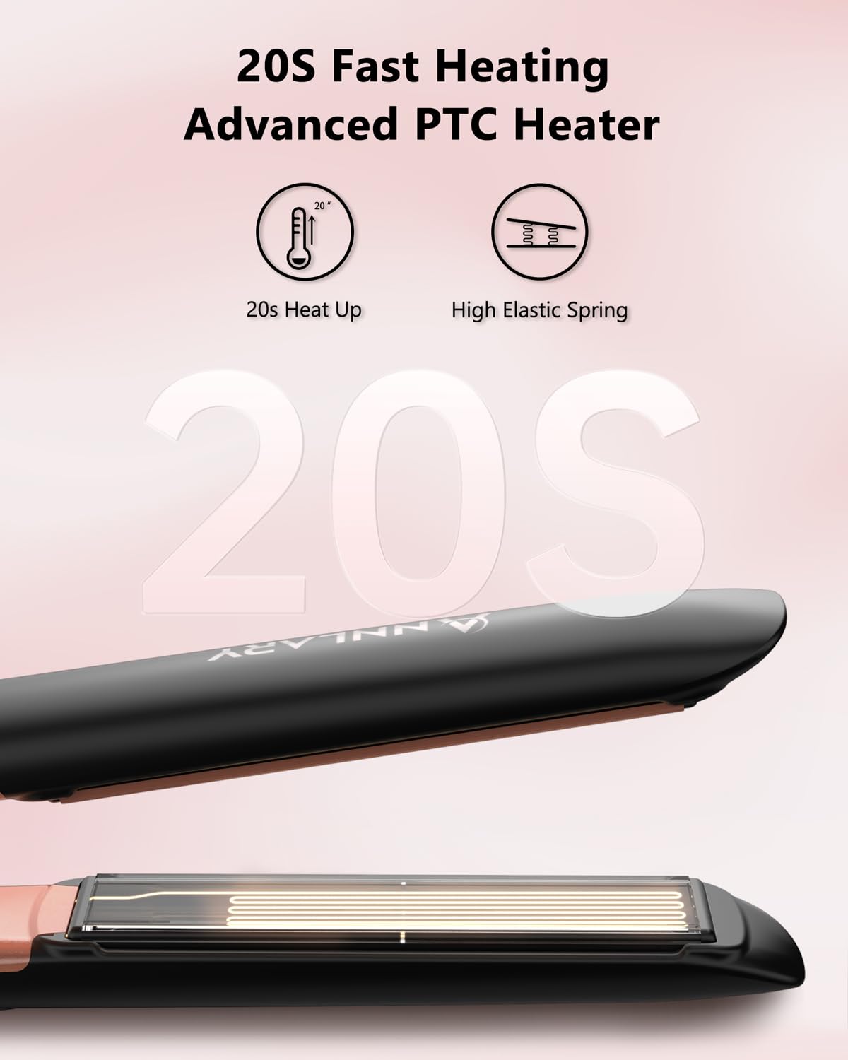 Annlary Hair Straightener, 1 Inch Flat Iron Hair Straightener and Curler 2 in 1, Professional Ceramic Ionic Dual Voltage Flat Iron with Anti-Iron Silicone for Less Frizz, Shinier & Smoother Hair