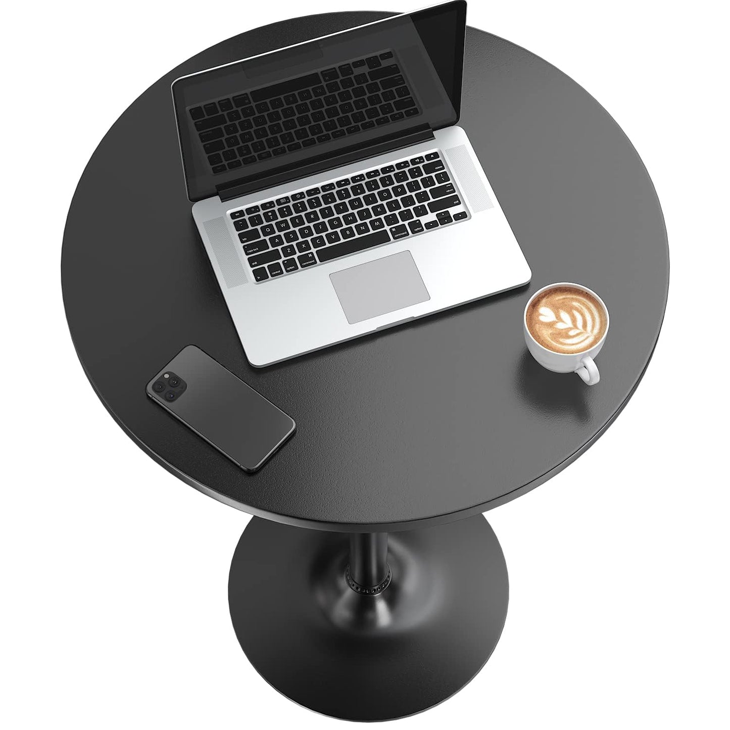 Furmax Bistro Pub Table Round Bar Height Cocktail Table for Home Bar, Round Bar Tables for Party, Dining Room, Living Room and Wedding, Metal Base MDF Top Obsidian, 40.6 Inch Height (1, Dark Black-1)