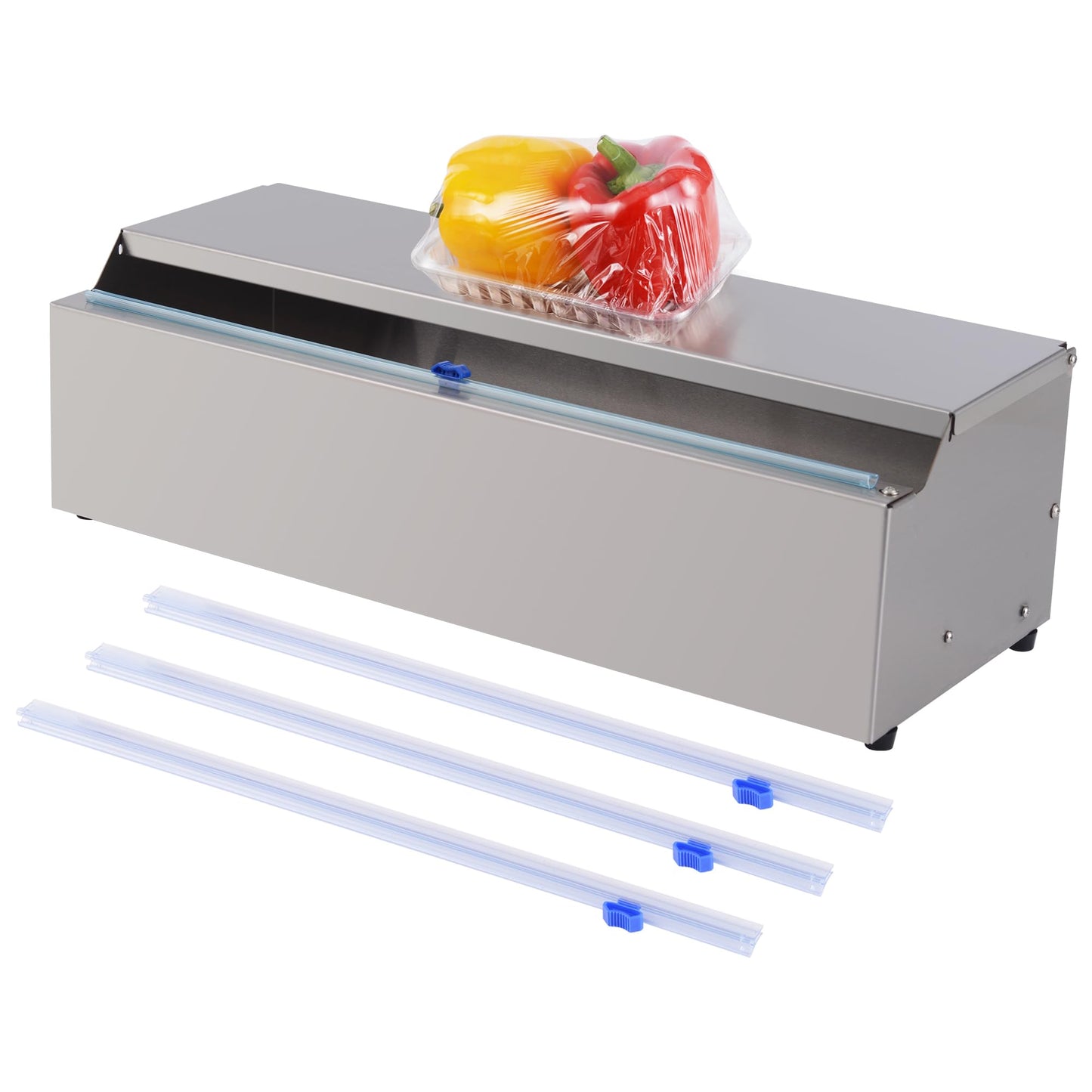 Stainless Steel Food Wrap Dispenser - 18” Commercial Stretch Film Packing Machine with Slide Cutter