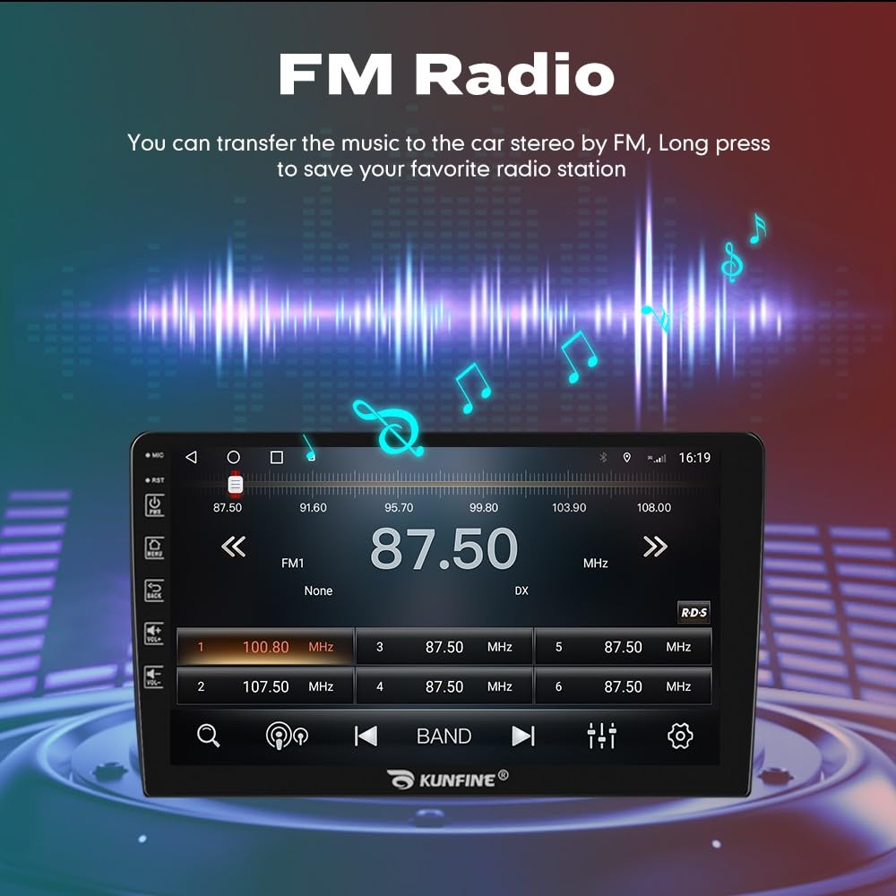KUNFINE Android Autoradio Car Navigation Stereo GPS Radio 10" IPS Touch Screen Pad BT WiFi Headunit Tablet for Honda Civic 2004-2011 if Applicable Quad Core 1G+16G